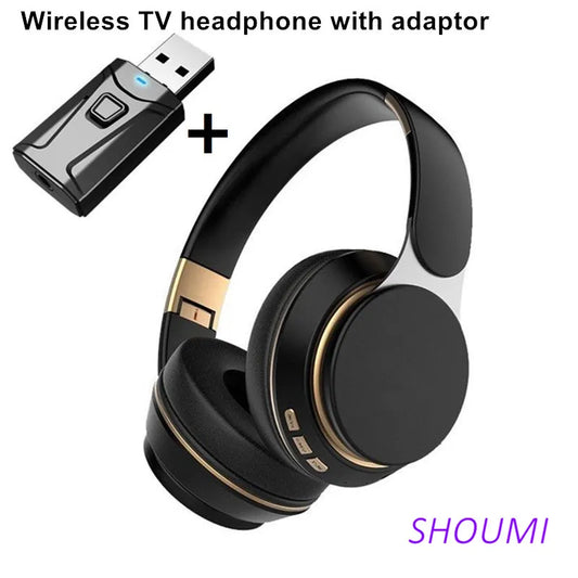 Auriculares inalámbricos para TV, audífonos con Bluetooth 5,0, adaptador USB, estéreo, cascos plegables con micrófono para Samsung, Xiaomi, TV, PC y música